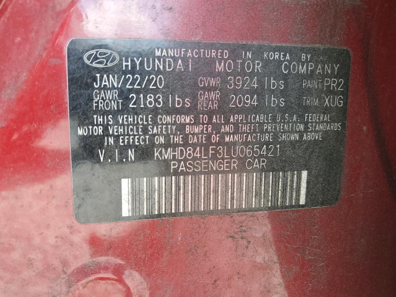 Photo 11 VIN: KMHD84LF3LU065421 - HYUNDAI ELANTRA 