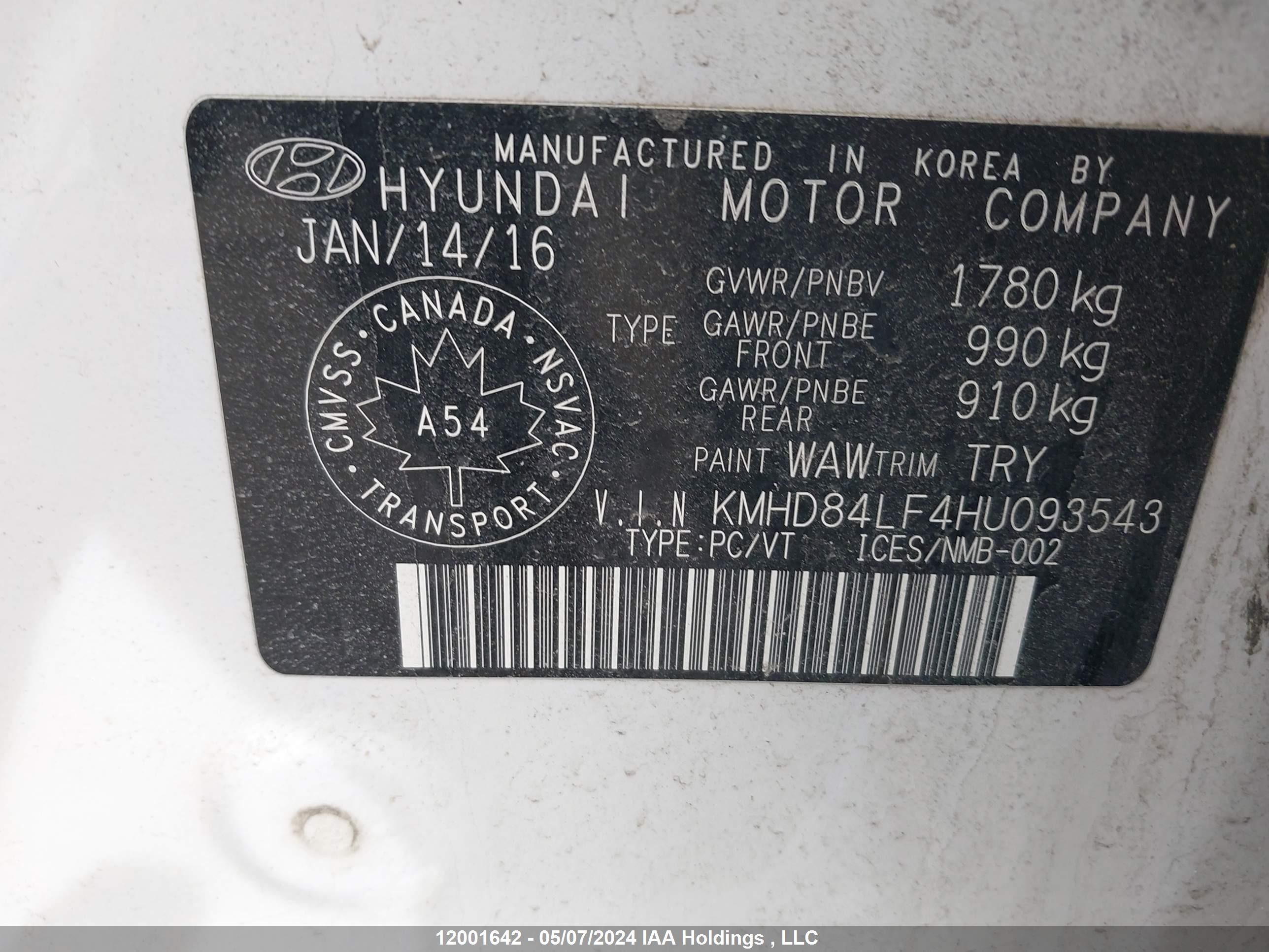 Photo 8 VIN: KMHD84LF4HU093543 - HYUNDAI ELANTRA 