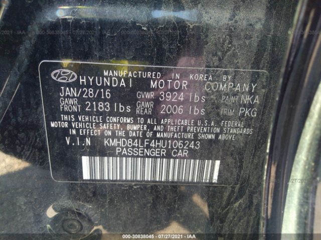 Photo 8 VIN: KMHD84LF4HU106243 - HYUNDAI ELANTRA 