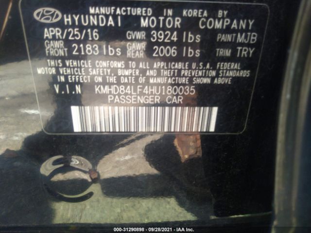 Photo 8 VIN: KMHD84LF4HU180035 - HYUNDAI ELANTRA 