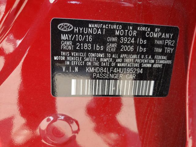 Photo 9 VIN: KMHD84LF4HU195294 - HYUNDAI ELANTRA SE 