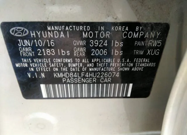 Photo 8 VIN: KMHD84LF4HU226074 - HYUNDAI ELANTRA 