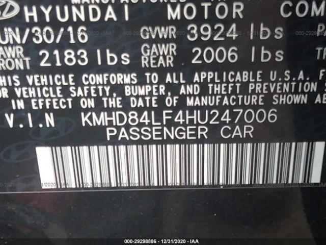 Photo 8 VIN: KMHD84LF4HU247006 - HYUNDAI ELANTRA 