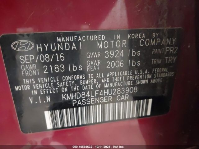 Photo 8 VIN: KMHD84LF4HU283908 - HYUNDAI ELANTRA 