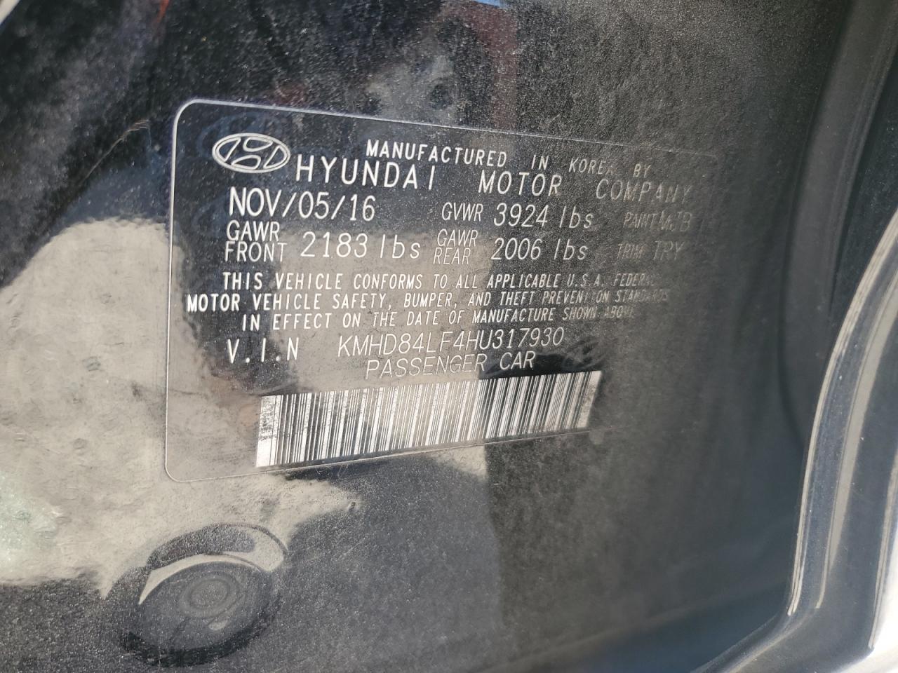 Photo 12 VIN: KMHD84LF4HU317930 - HYUNDAI ELANTRA 