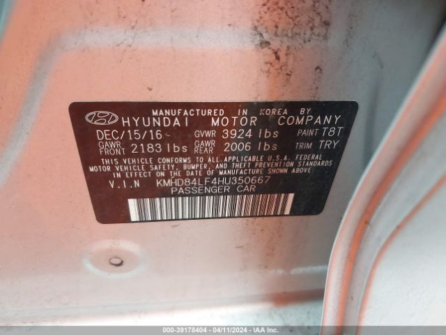 Photo 8 VIN: KMHD84LF4HU350667 - HYUNDAI ELANTRA 