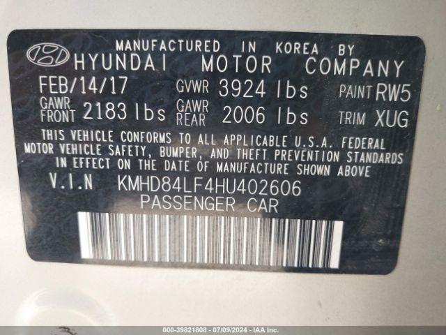 Photo 8 VIN: KMHD84LF4HU402606 - HYUNDAI ELANTRA 