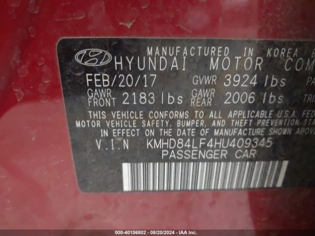 Photo 8 VIN: KMHD84LF4HU409345 - HYUNDAI ELANTRA 