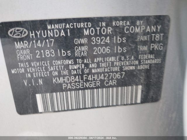 Photo 8 VIN: KMHD84LF4HU427067 - HYUNDAI ELANTRA 