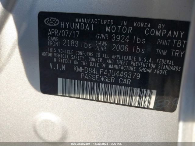 Photo 8 VIN: KMHD84LF4JU449379 - HYUNDAI ELANTRA 