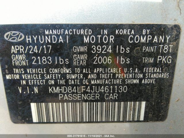 Photo 8 VIN: KMHD84LF4JU461130 - HYUNDAI ELANTRA 