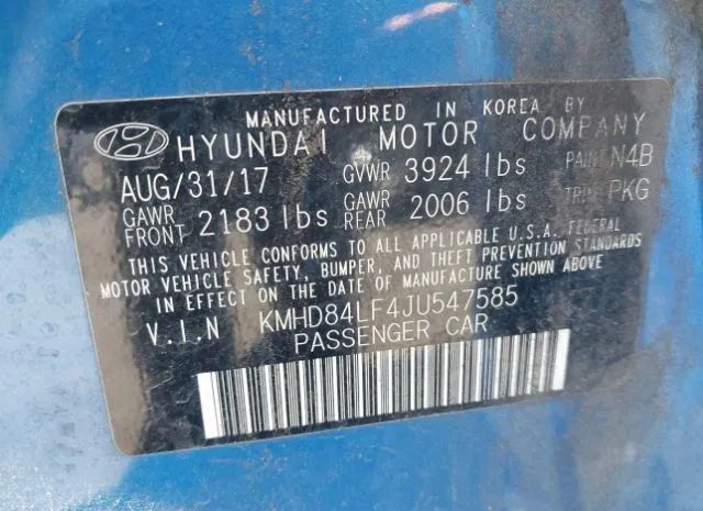 Photo 8 VIN: KMHD84LF4JU547585 - HYUNDAI ELANTRA 