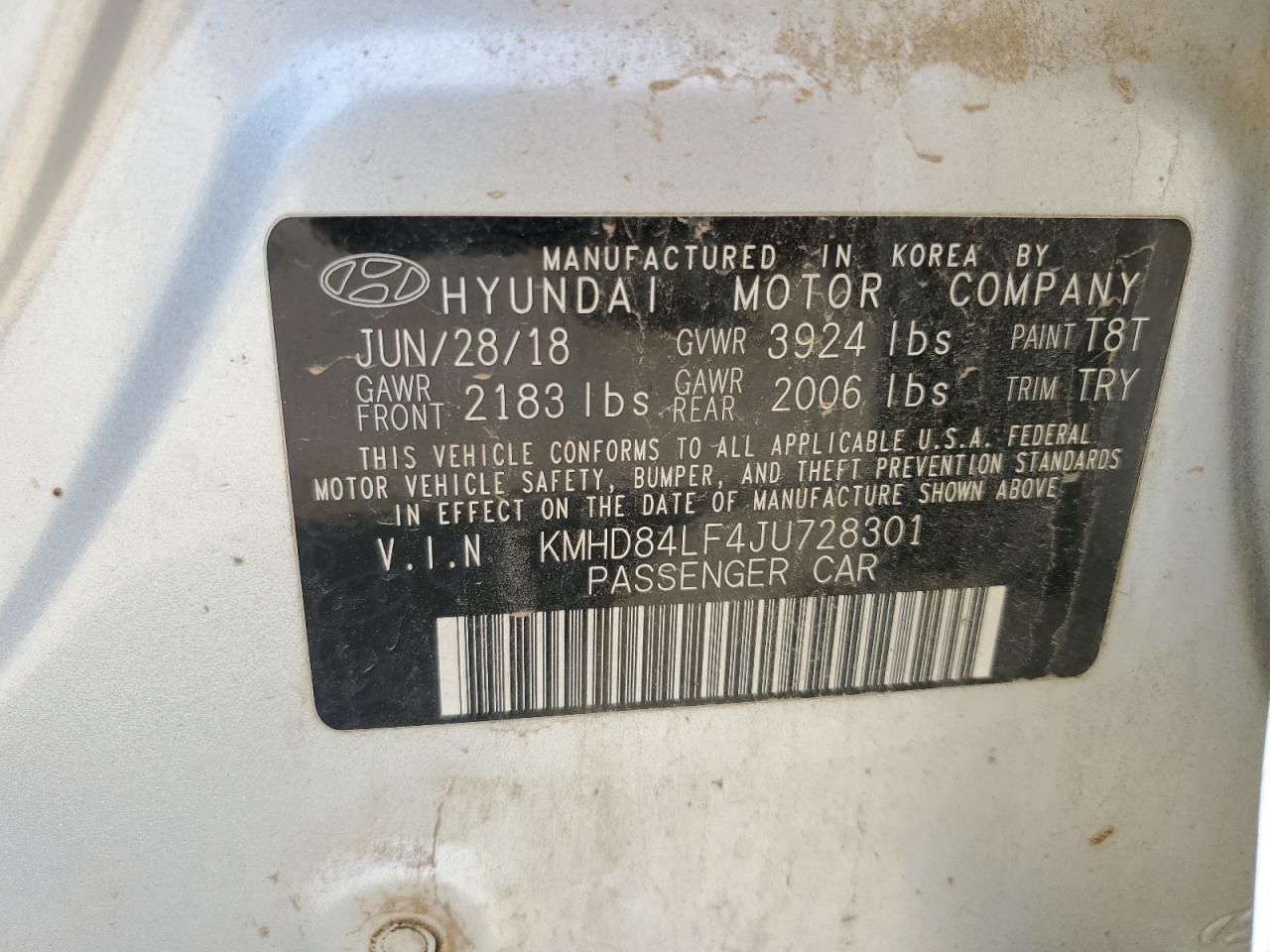 Photo 11 VIN: KMHD84LF4JU728301 - HYUNDAI ELANTRA 