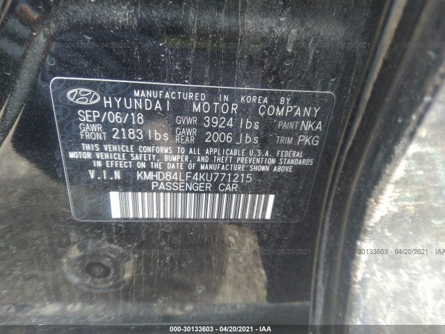 Photo 8 VIN: KMHD84LF4KU771215 - HYUNDAI ELANTRA 