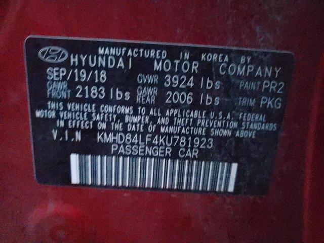 Photo 11 VIN: KMHD84LF4KU781923 - HYUNDAI ELANTRA SE 