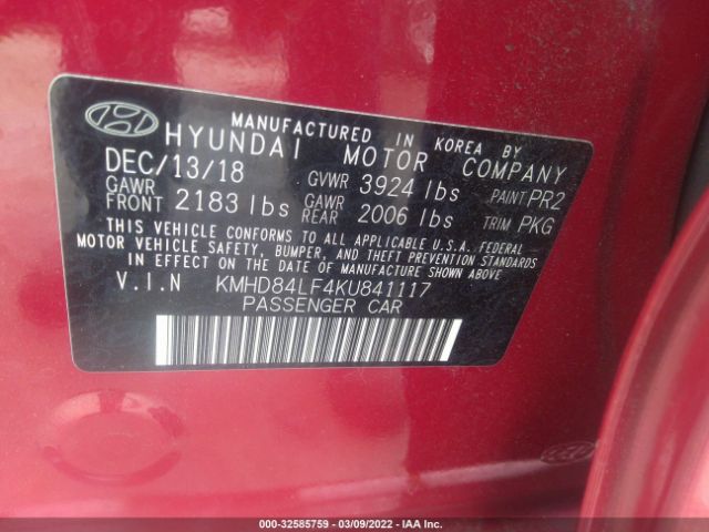 Photo 8 VIN: KMHD84LF4KU841117 - HYUNDAI ELANTRA 