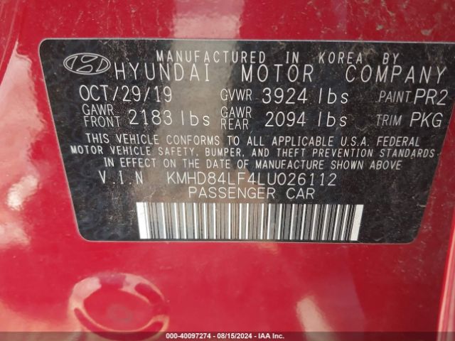 Photo 8 VIN: KMHD84LF4LU026112 - HYUNDAI ELANTRA 