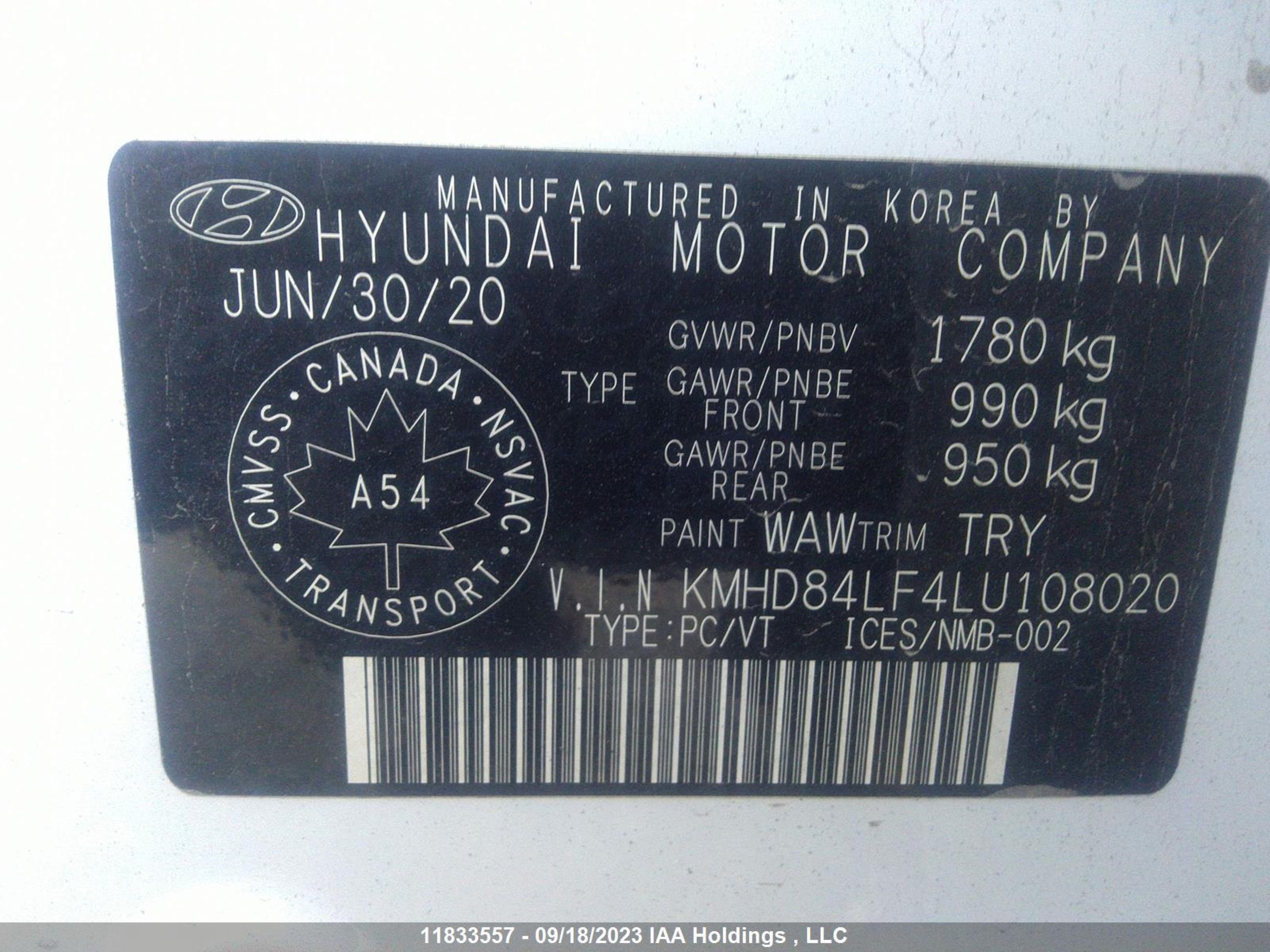 Photo 8 VIN: KMHD84LF4LU108020 - HYUNDAI ELANTRA 