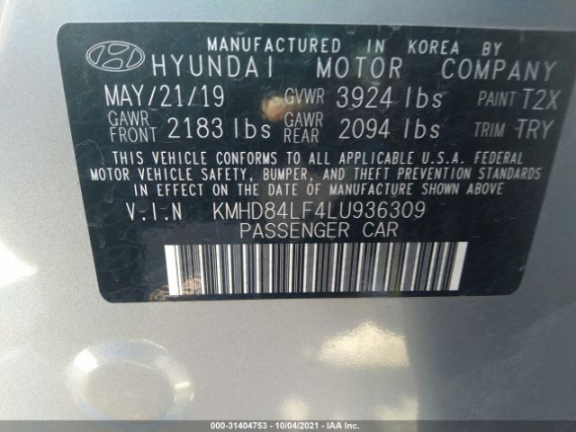 Photo 8 VIN: KMHD84LF4LU936309 - HYUNDAI ELANTRA 