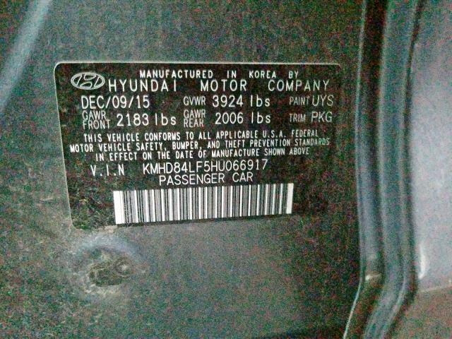 Photo 9 VIN: KMHD84LF5HU066917 - HYUNDAI ELANTRA SE 