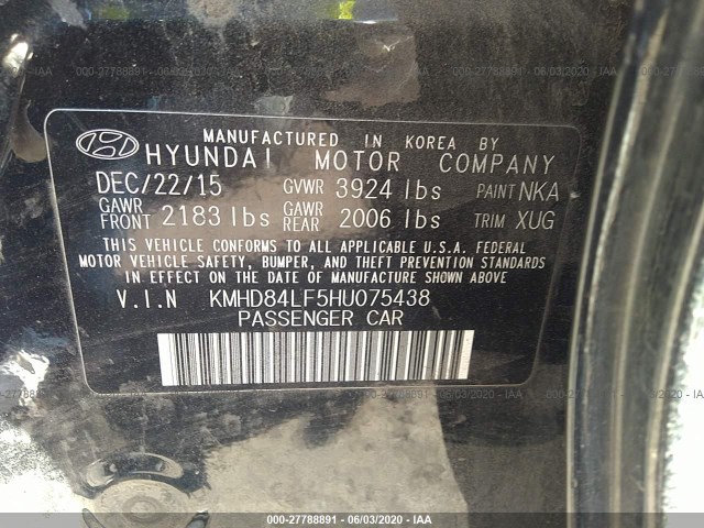 Photo 8 VIN: KMHD84LF5HU075438 - HYUNDAI ELANTRA 