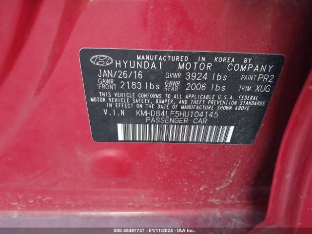 Photo 8 VIN: KMHD84LF5HU104145 - HYUNDAI ELANTRA 