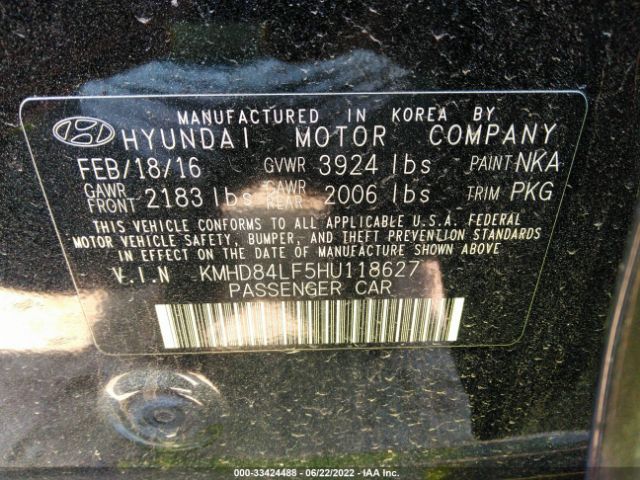 Photo 8 VIN: KMHD84LF5HU118627 - HYUNDAI ELANTRA 