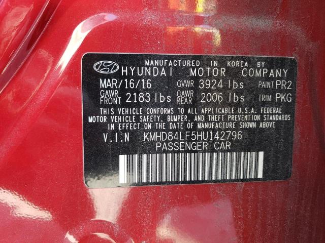 Photo 11 VIN: KMHD84LF5HU142796 - HYUNDAI ELANTRA SE 