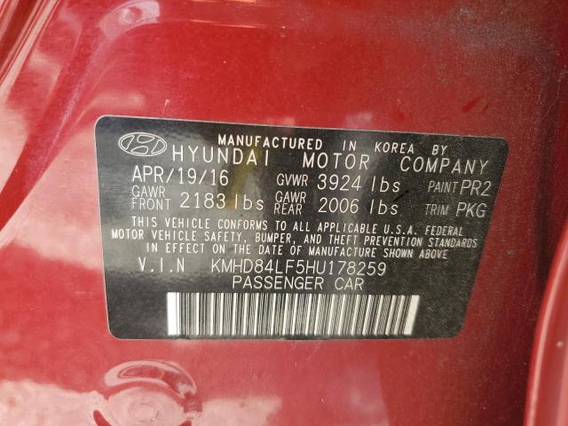 Photo 12 VIN: KMHD84LF5HU178259 - HYUNDAI ELANTRA 