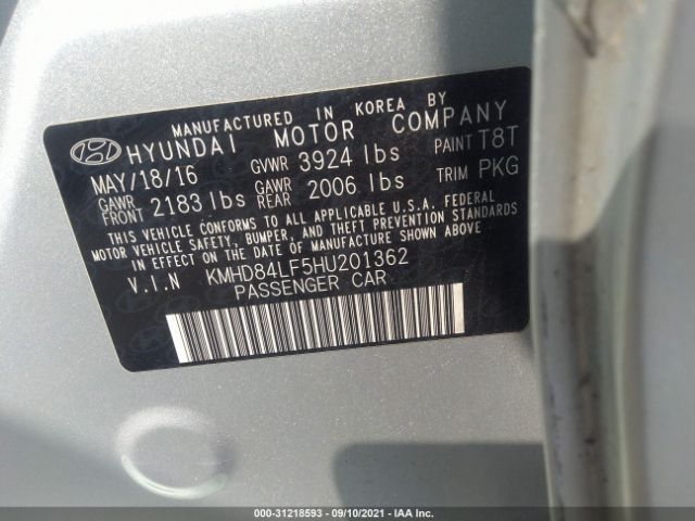 Photo 8 VIN: KMHD84LF5HU201362 - HYUNDAI ELANTRA 