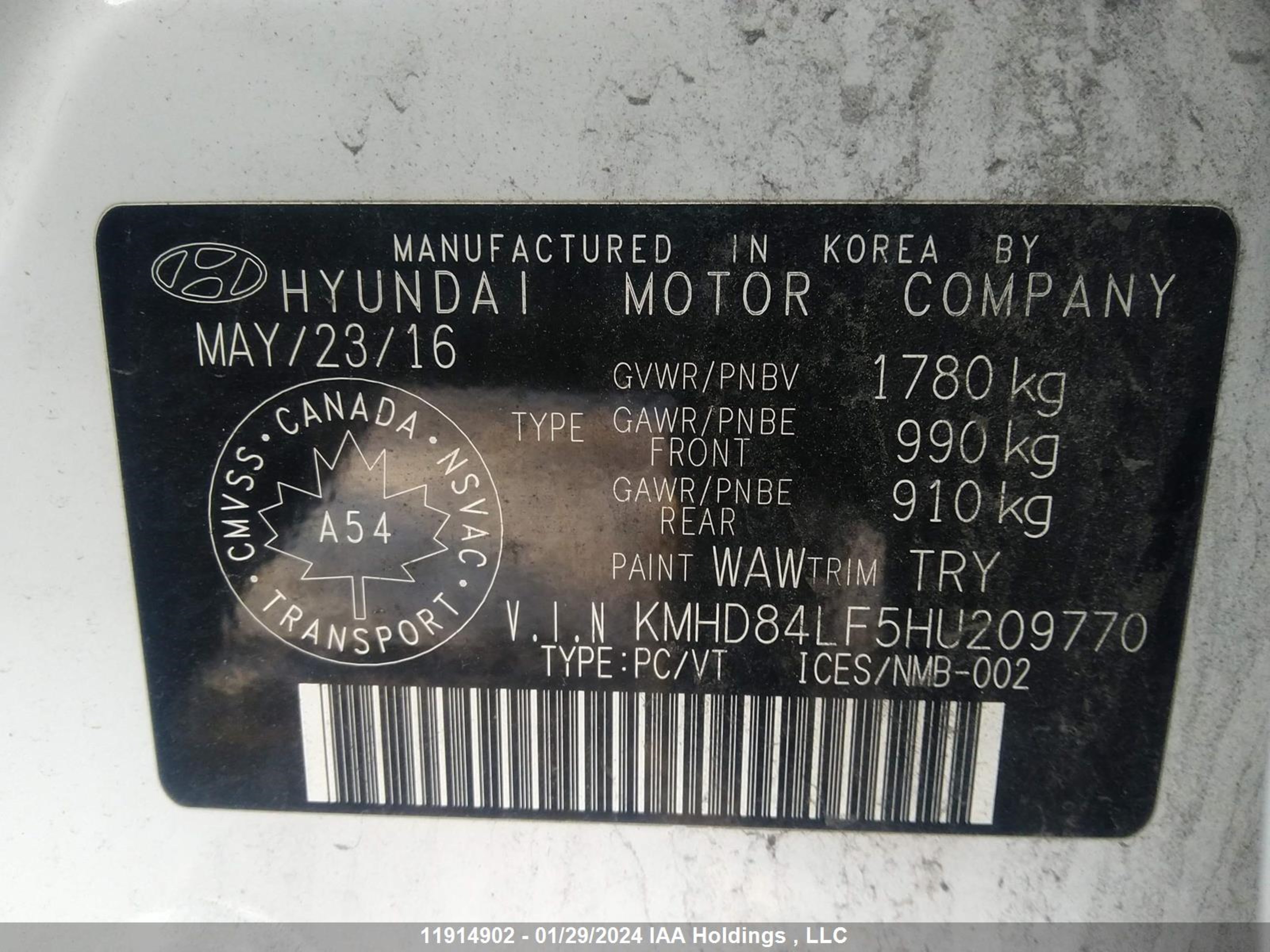 Photo 8 VIN: KMHD84LF5HU209770 - HYUNDAI ELANTRA 