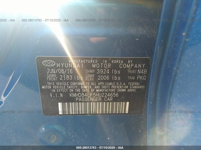 Photo 8 VIN: KMHD84LF5HU224656 - HYUNDAI ELANTRA 