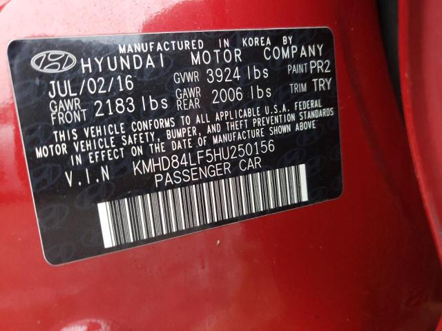 Photo 12 VIN: KMHD84LF5HU250156 - HYUNDAI ELANTRA 