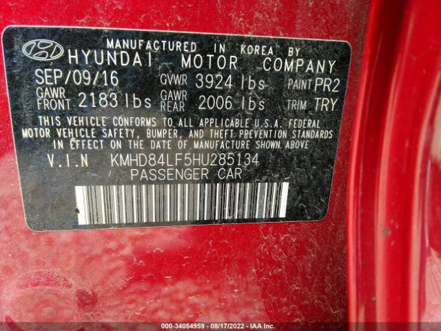 Photo 8 VIN: KMHD84LF5HU285134 - HYUNDAI ELANTRA 