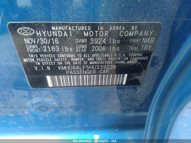 Photo 8 VIN: KMHD84LF5HU339239 - HYUNDAI ELANTRA 