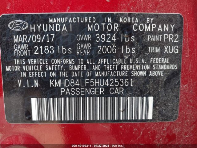 Photo 8 VIN: KMHD84LF5HU425361 - HYUNDAI ELANTRA 