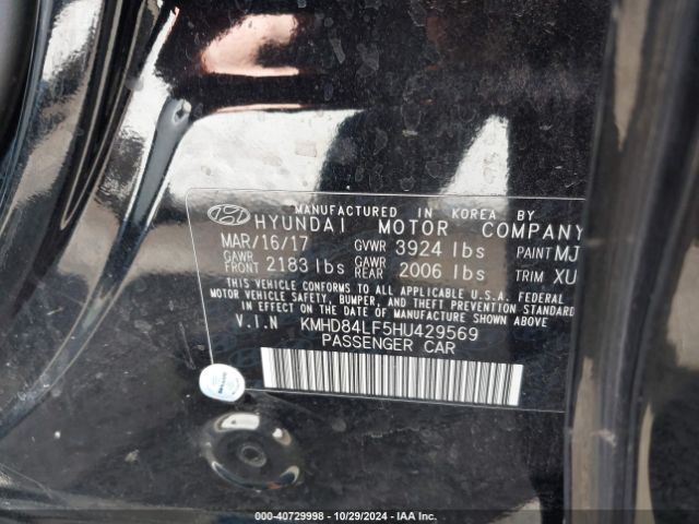 Photo 8 VIN: KMHD84LF5HU429569 - HYUNDAI ELANTRA 