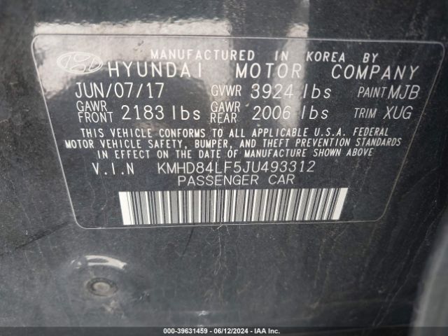 Photo 8 VIN: KMHD84LF5JU493312 - HYUNDAI ELANTRA 