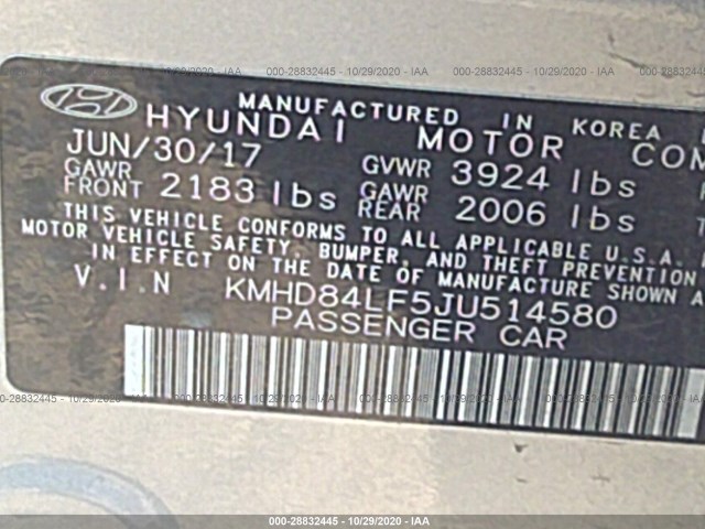 Photo 8 VIN: KMHD84LF5JU514580 - HYUNDAI ELANTRA 