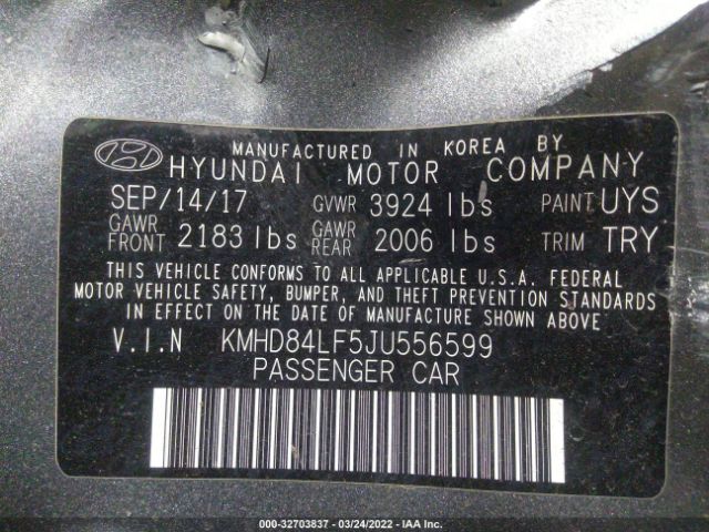 Photo 8 VIN: KMHD84LF5JU556599 - HYUNDAI ELANTRA 