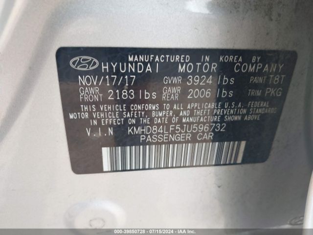 Photo 8 VIN: KMHD84LF5JU596732 - HYUNDAI ELANTRA 