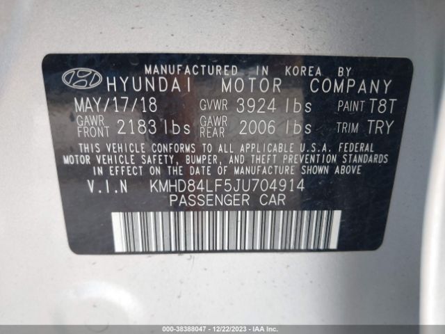 Photo 8 VIN: KMHD84LF5JU704914 - HYUNDAI ELANTRA 