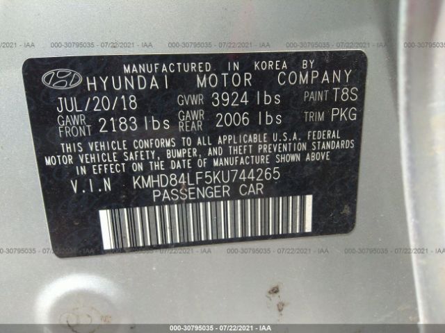 Photo 8 VIN: KMHD84LF5KU744265 - HYUNDAI ELANTRA 