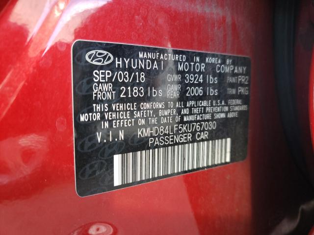 Photo 9 VIN: KMHD84LF5KU767030 - HYUNDAI ELANTRA SE 