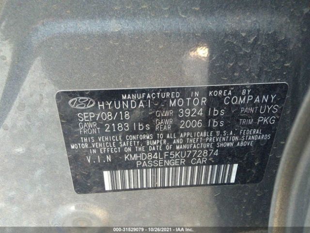 Photo 8 VIN: KMHD84LF5KU772874 - HYUNDAI ELANTRA 