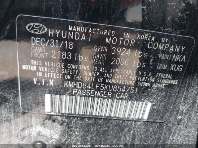 Photo 8 VIN: KMHD84LF5KU854751 - HYUNDAI ELANTRA 