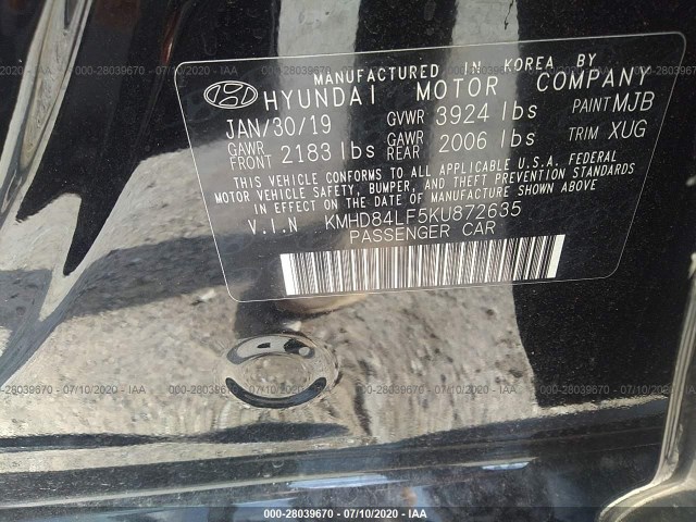 Photo 8 VIN: KMHD84LF5KU872635 - HYUNDAI ELANTRA 