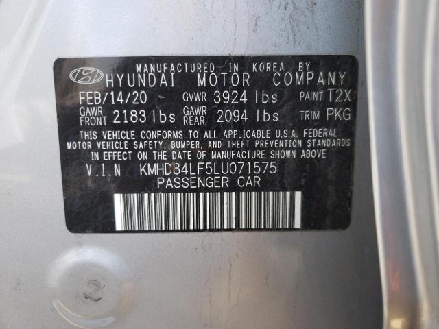 Photo 9 VIN: KMHD84LF5LU071575 - HYUNDAI ELANTRA SE 