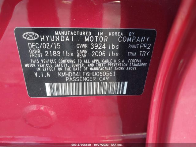 Photo 8 VIN: KMHD84LF6HU060561 - HYUNDAI ELANTRA 