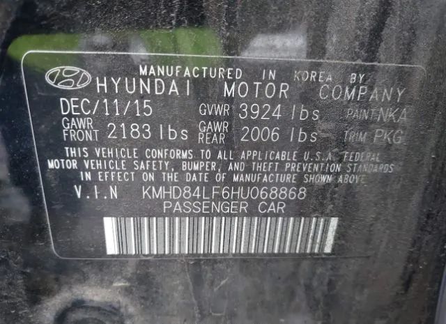 Photo 8 VIN: KMHD84LF6HU068868 - HYUNDAI ELANTRA 